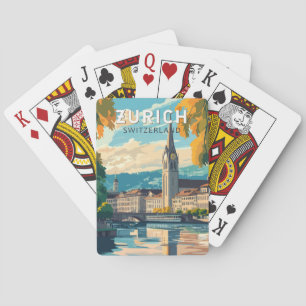 Zurich Switzerland Travel Art Vintage Poker Cards