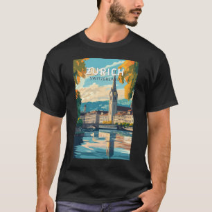 Zurich Switzerland Travel Art Vintage T-Shirt