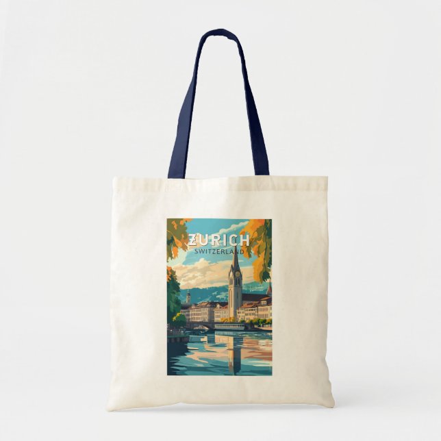 Zurich Switzerland Travel Art Vintage Tote Bag (Front)