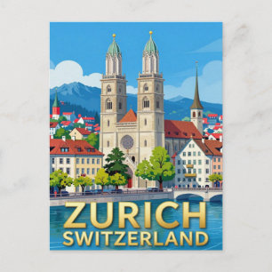 Zurich Switzerland Travel Lake Views Postcard
