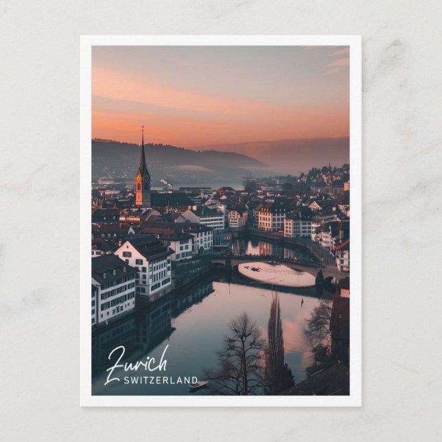 Zurich Switzerland Travel Place illustration Postcard (Front)