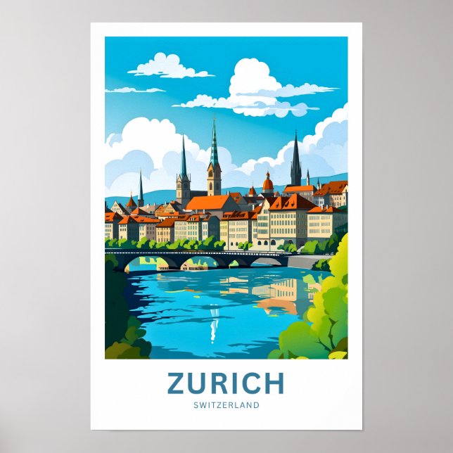 Zurich Switzerland Travel Print (Front)