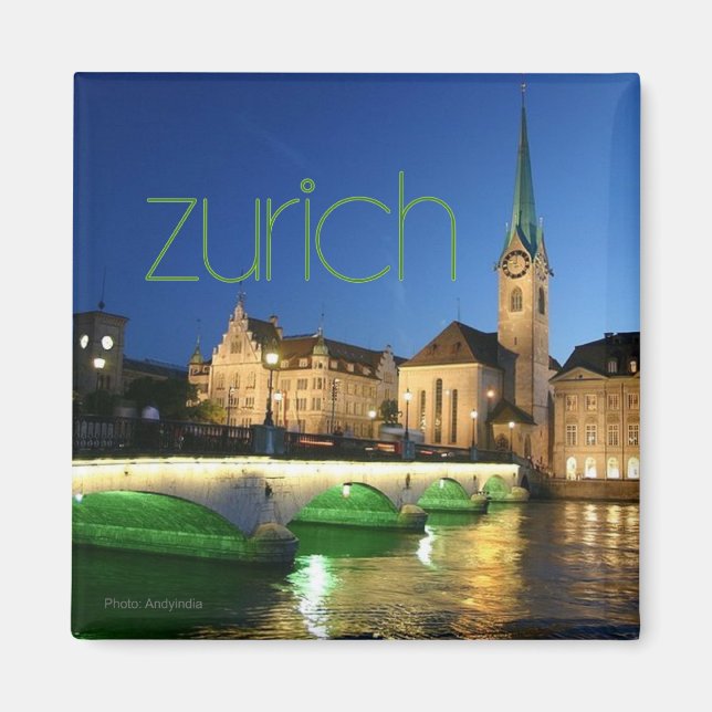 Zurich Switzerland Travel Souvenir Photo Magnet (Front)