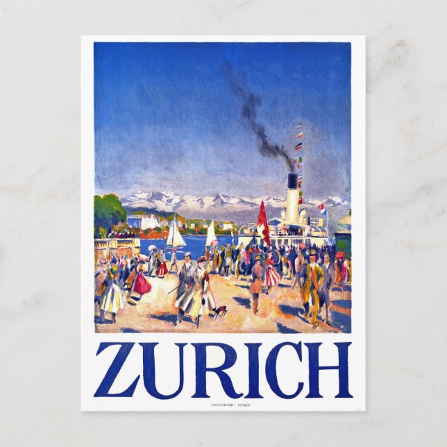 Zurich, tourist ship on city dock, Switzerland Postcard (Front)
