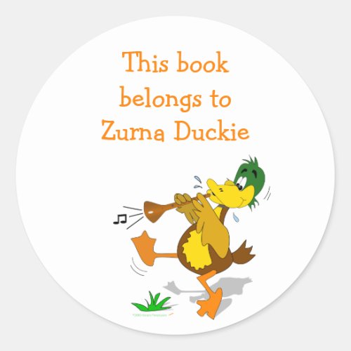 Zurna Duck Personalized Bookplate Sticker Template