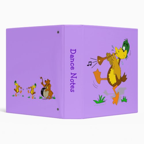 Zurna Musical Cartoon Duck Custom Balkan Music 3 Ring Binder