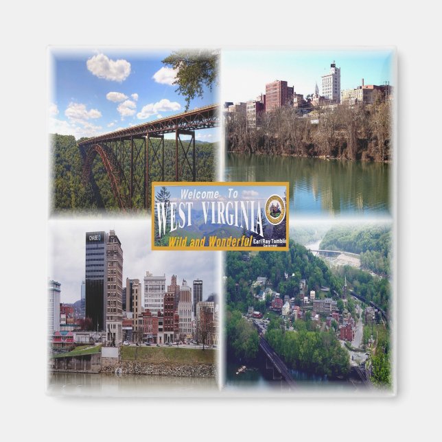 zUS019 WEST VIRGINIA, Mosaic, America, Fridge Magnet (Front)