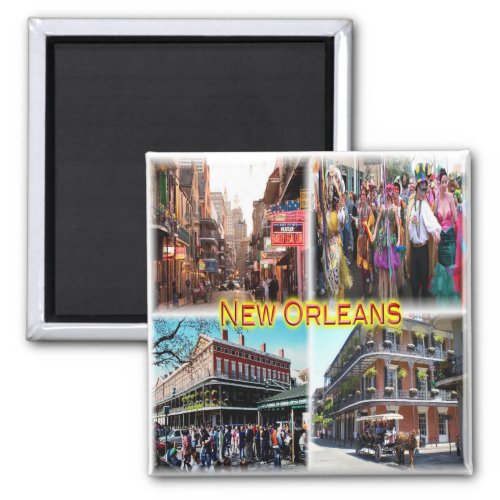 zUS024 NEW ORLEANS Bourbon Street Mosaic Fridge Magnet