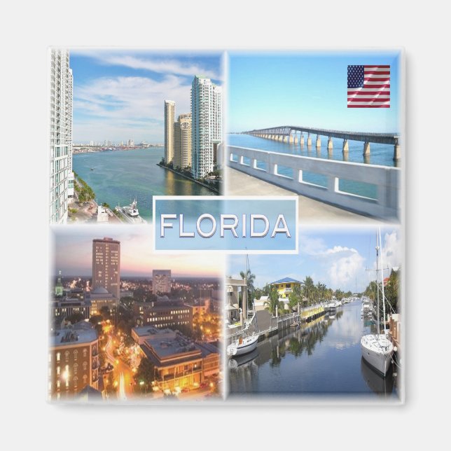 zUS025 FLORIDA, Mosaic, America, Fridge Magnet (Front)