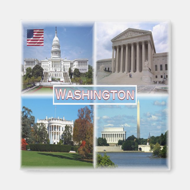 ZUS026 WASHINGTON, Mosaic, America, Fridge Magnet (Front)