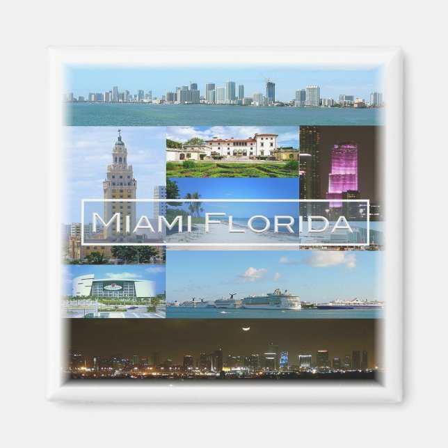 zUS040 MIAMI, FLORIDA, Mosaic, America, Fridge Magnet (Front)