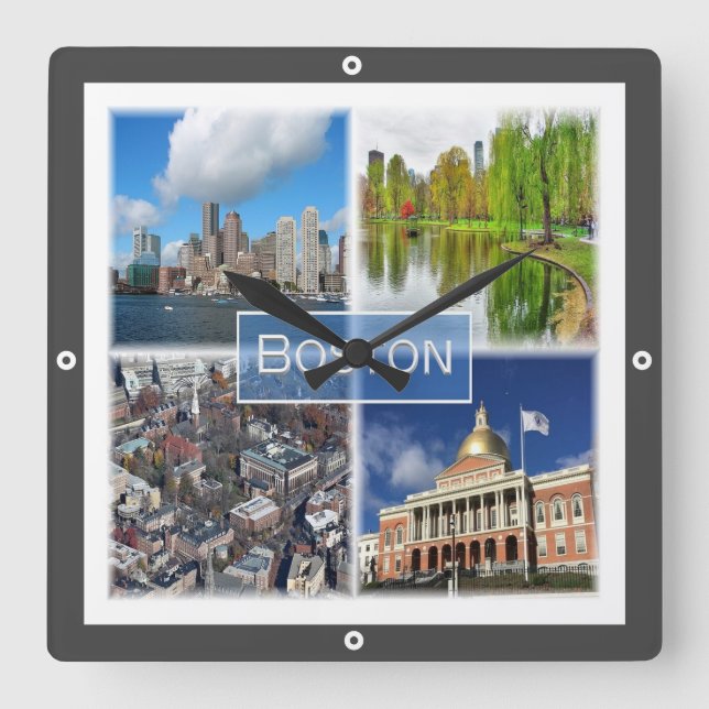 zUS041 BOSTON, Massachusetts, America, Square Wall Clock (Front)