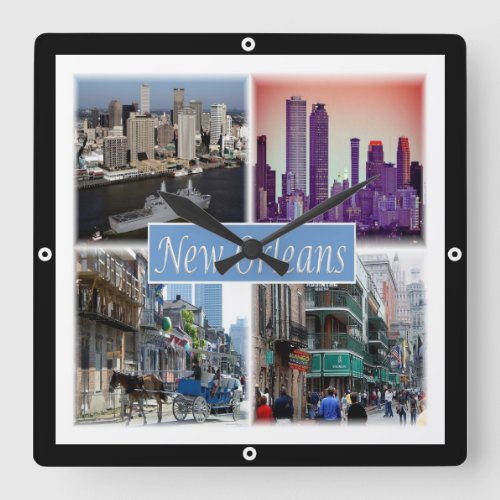 zUS049 NEW ORLEANS LOUISIANA Mosaic Square Wall Clock