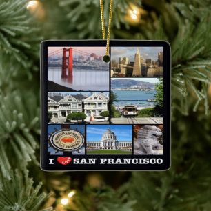 zUS067 SAN FRANCISCO I Love, Mosaic, Ceramic Ornament