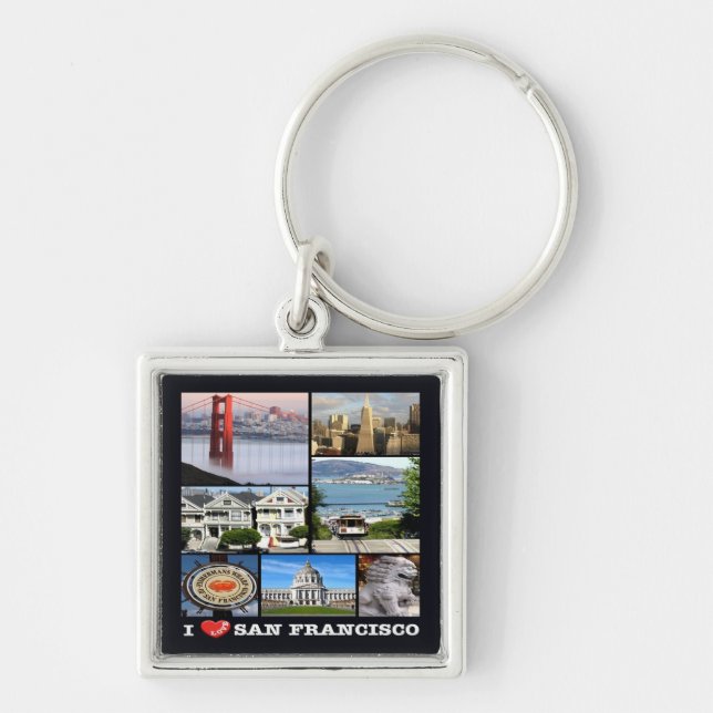 zUS067 SAN FRANCISCO I Love, Mosaic, Keychain (Front)