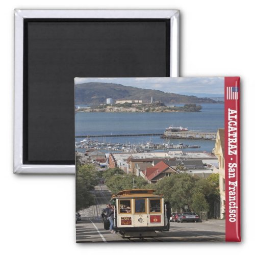 zUS083 SAN FRANCISCO Alcatraz Cable Car Fridge Magnet