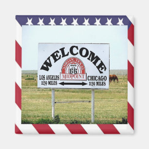 zUS092 ROUTE 66, Welcome Sign, America, Fridge Magnet