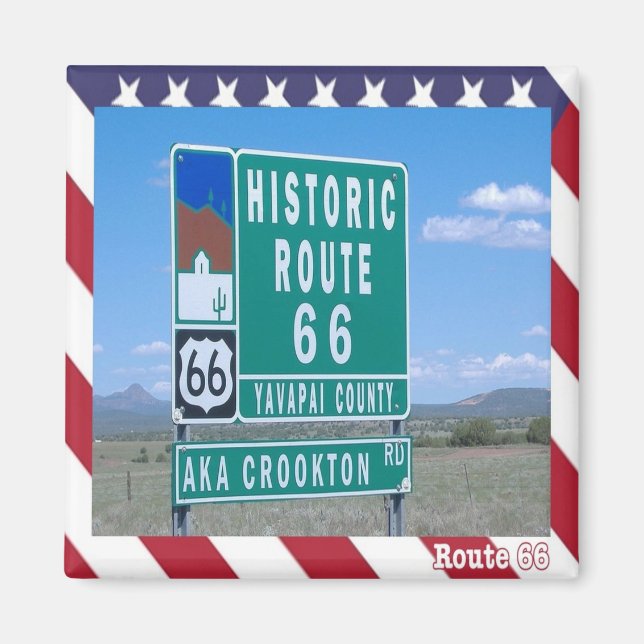 zUS093 Route 66, Historical road Sign, Fridge Magnet (Front)