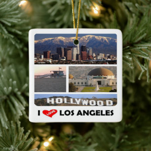 zUS169 LOS ANGELES I Love, Mosaic, Ceramic Ornament