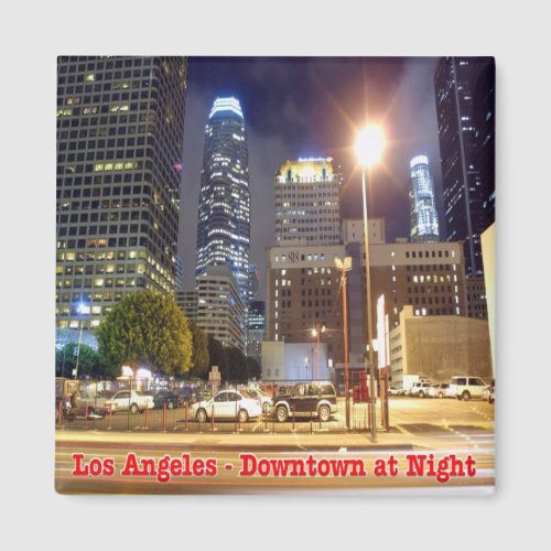 zUS174 LOS ANGELES Downtown at Night Fridge Magnet