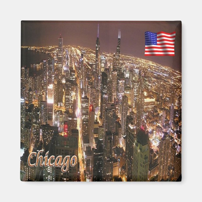 zUS184 CHICAGO, Illinois, America, Fridge Magnet (Front)