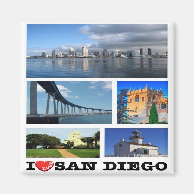 zUS204 SAN DIEGO I Love, Mosaic, Fridge Magnet (Front)