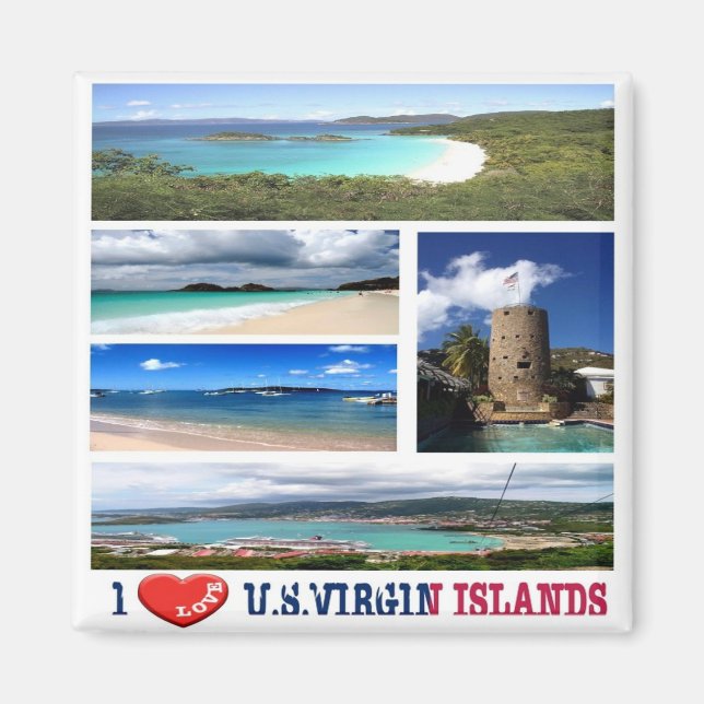 zVI003 VIRGIN ISLANDS I Love, Mosaic, Fridge Magnet (Front)