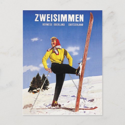 Zweisimmen Bernese Oberland Switzerland ski Postcard
