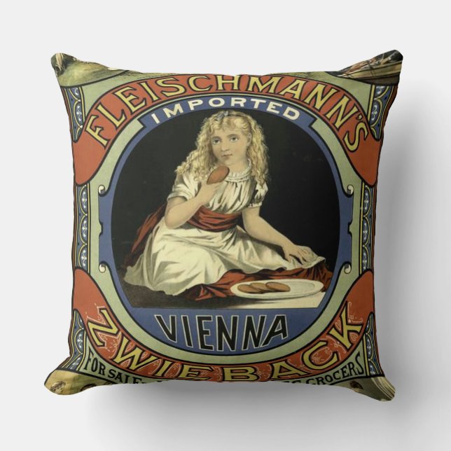 Zwieback Biscuit Advertisement Throw Pillow (Front)