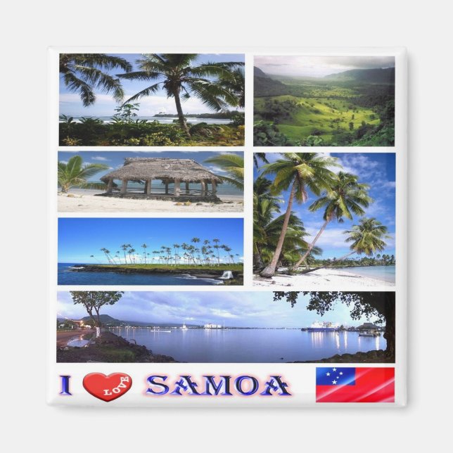 ZWS003 SAMOA I LOVE, Mosaic, Oceania, Fridge Magnet (Front)