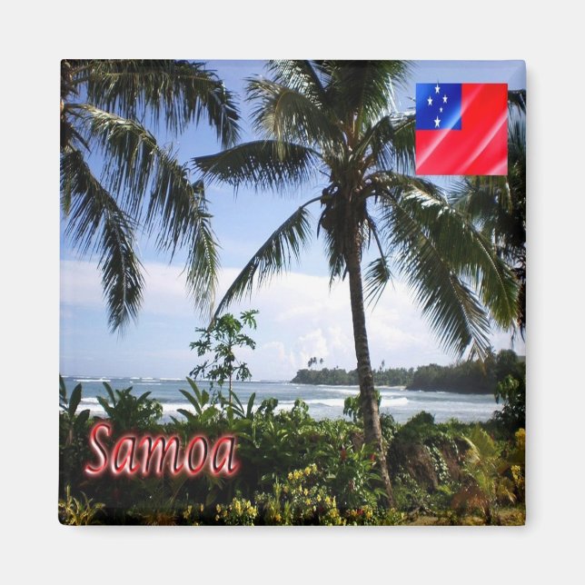 zWS011 SAMOA, Coastline, Oceania, Fridge Magnet (Front)