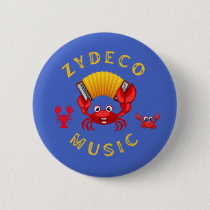 Zydeco Music Accordion Dancing Crabs Button