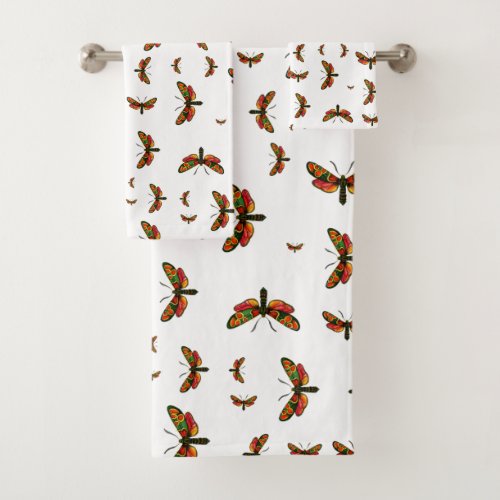 Zygaena carniolica _ The Crepuscular Burnet Moth Bath Towel Set