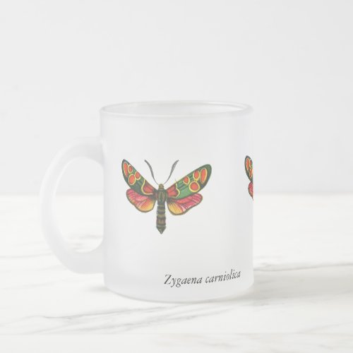 Zygaena carniolica _ The Crepuscular Burnet Moth Frosted Glass Coffee Mug