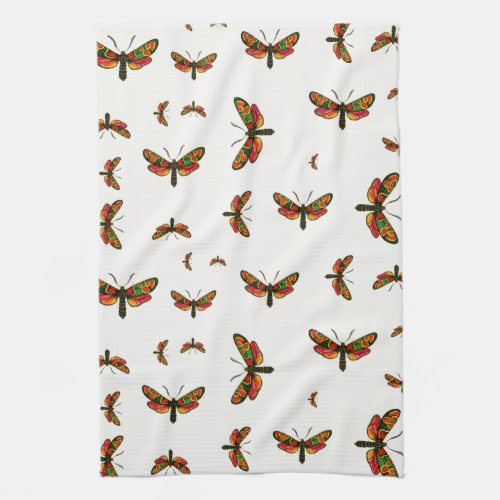 Zygaena carniolica _ The Crepuscular Burnet Moth Kitchen Towel