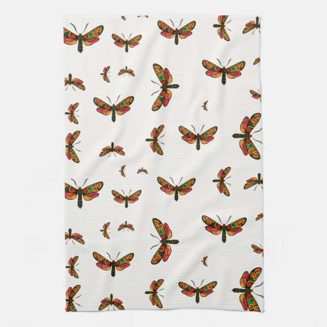 Zygaena carniolica - The Crepuscular Burnet Moth Kitchen Towel (Vertical)
