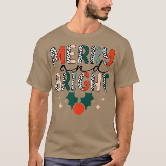 ZYNr Leopard Merry Xmas Bright Christmas Vibes For T-Shirt