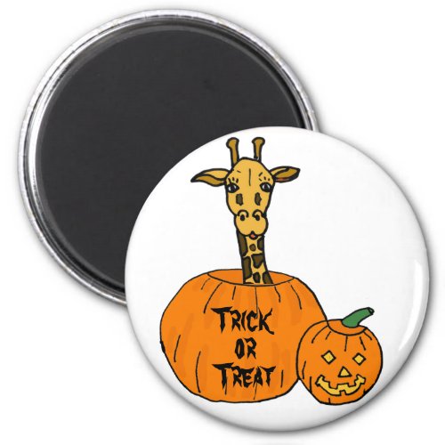 ZZ_ Giraffe in a Pumkin Halloween Magnet