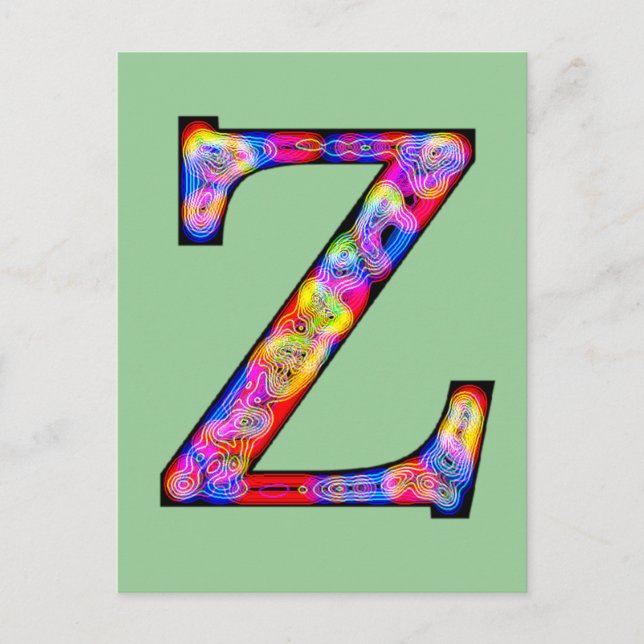 Zz Illuminated Monogram Postcard (Front)