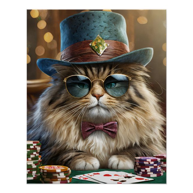 ZZ Tophat, Furry Cat Playing Cards Poster (Front)