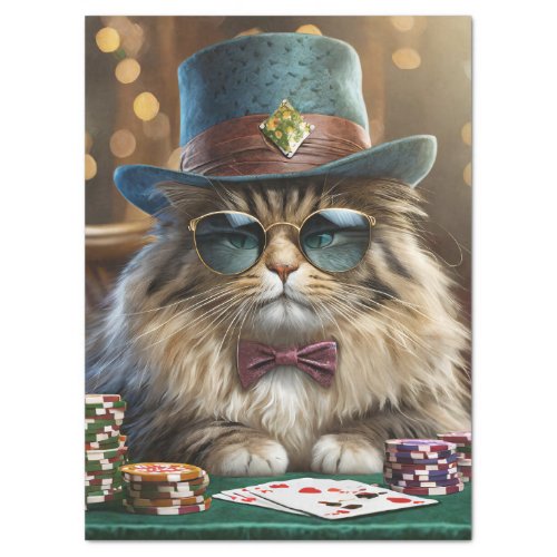 ZZ Tophat Furry Cat Playing Cards Tissue Paper