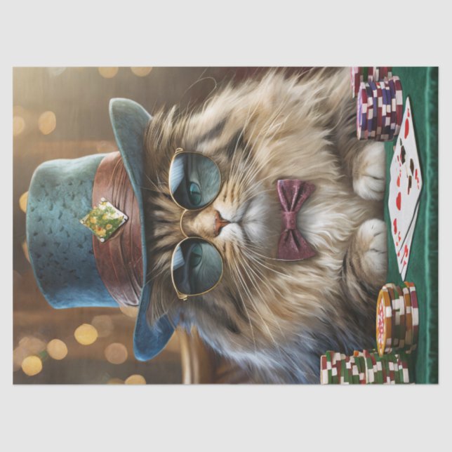 ZZ Tophat, Furry Cat Playing Cards Tissue Paper (Front)