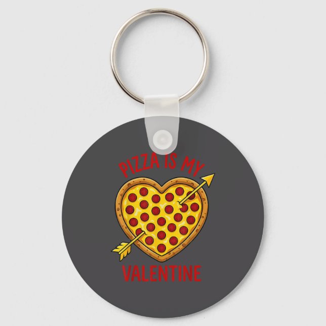 Zza Is My Valentine Funny Valentines Day Boys Girl Keychain (Front)