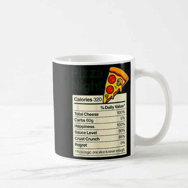 Zza Lover Night Funny Nutrition Facts Costume For  Coffee Mug (Right)