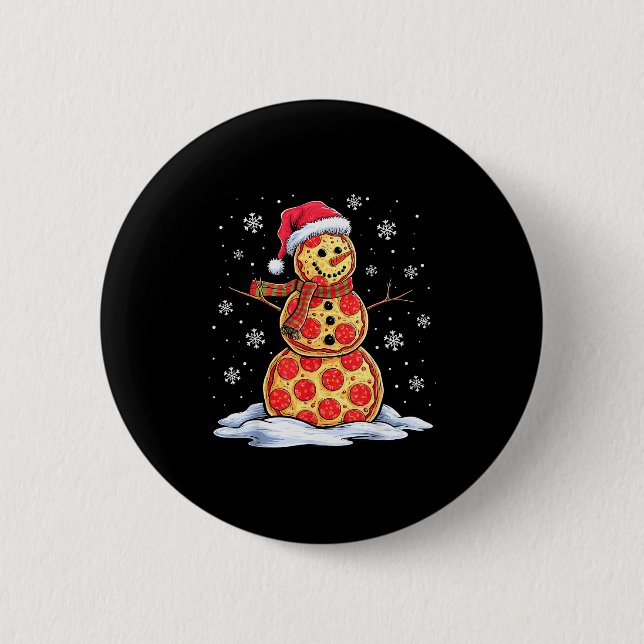 Zza Snowman - Santa Hat - Christmas Zza Party - Fu Button (Front)