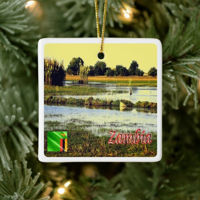 zZM004 ZAMBIA, Bangweulu Swamps, Africa, Ceramic Ornament (Tree)
