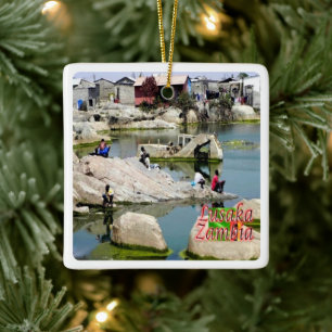 zZM005 LUSAKA, Zambia, Africa, Ceramic Ornament