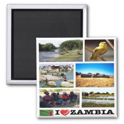 zZM010 ZAMBIA I Love Mosaic Africa Fridge Magnet