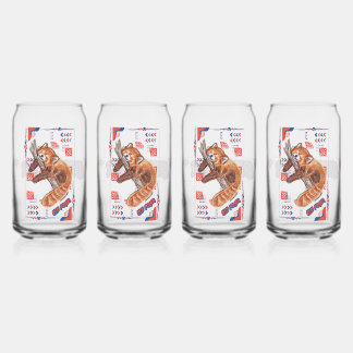 "Zzz" RED PANDA Can Glass
