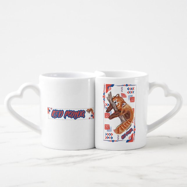 "Zzz" RED PANDA Coffee Mug Set (Front Nesting)